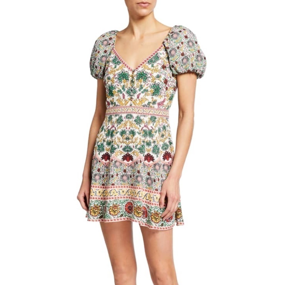 ALICE + OLIVIA Dana Puff-Sleeve Flare Dress